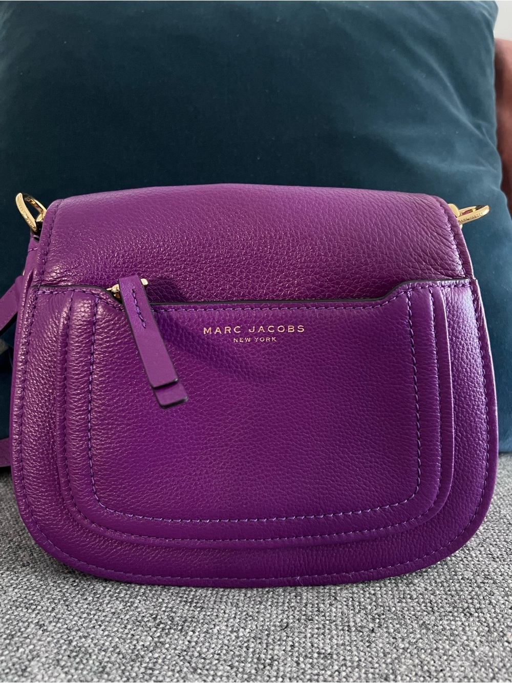 Marc Jacobs Violet Pebbled Leather Crossbody with Gold Hardware
